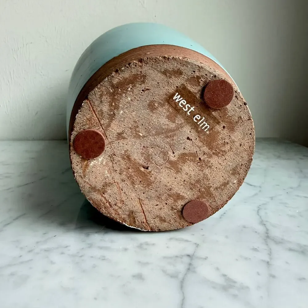 West Elm Turquoise Ceramic Vase Contemporary Modern Minimalist Farmhouse Decor